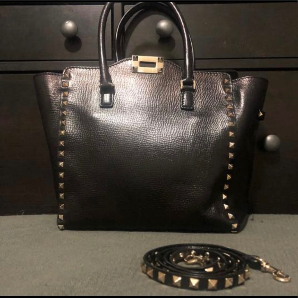 Valentino Rockstud Tote Rigid Medium Leather Bag